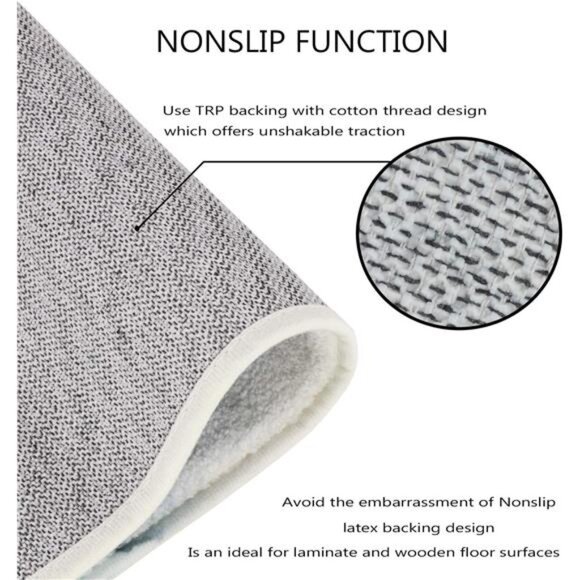 Marble Pattern Round Area Rug - 4' Diameter Faux Wool Non-Slip Area Rug - Picture 6 of 8